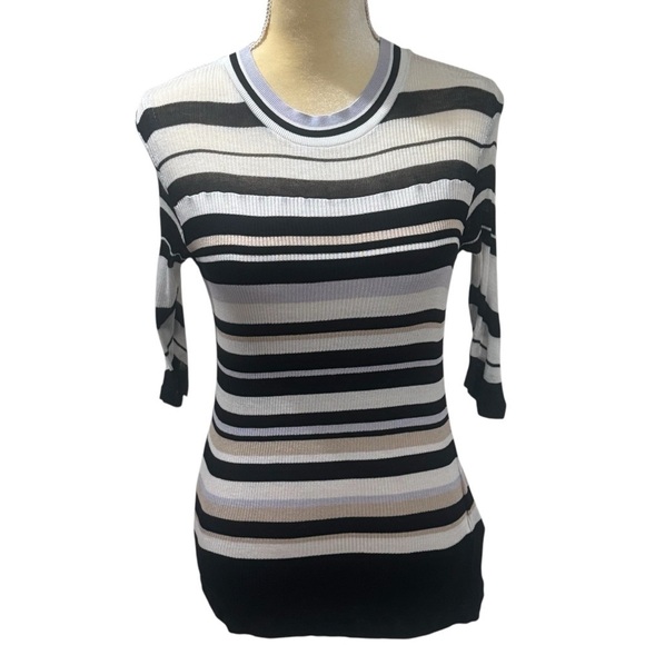 Hugo Boss Y2K Elauren Ribbed Jersey Top Striped Multicolor Women's Size XS - Picture 4 of 13